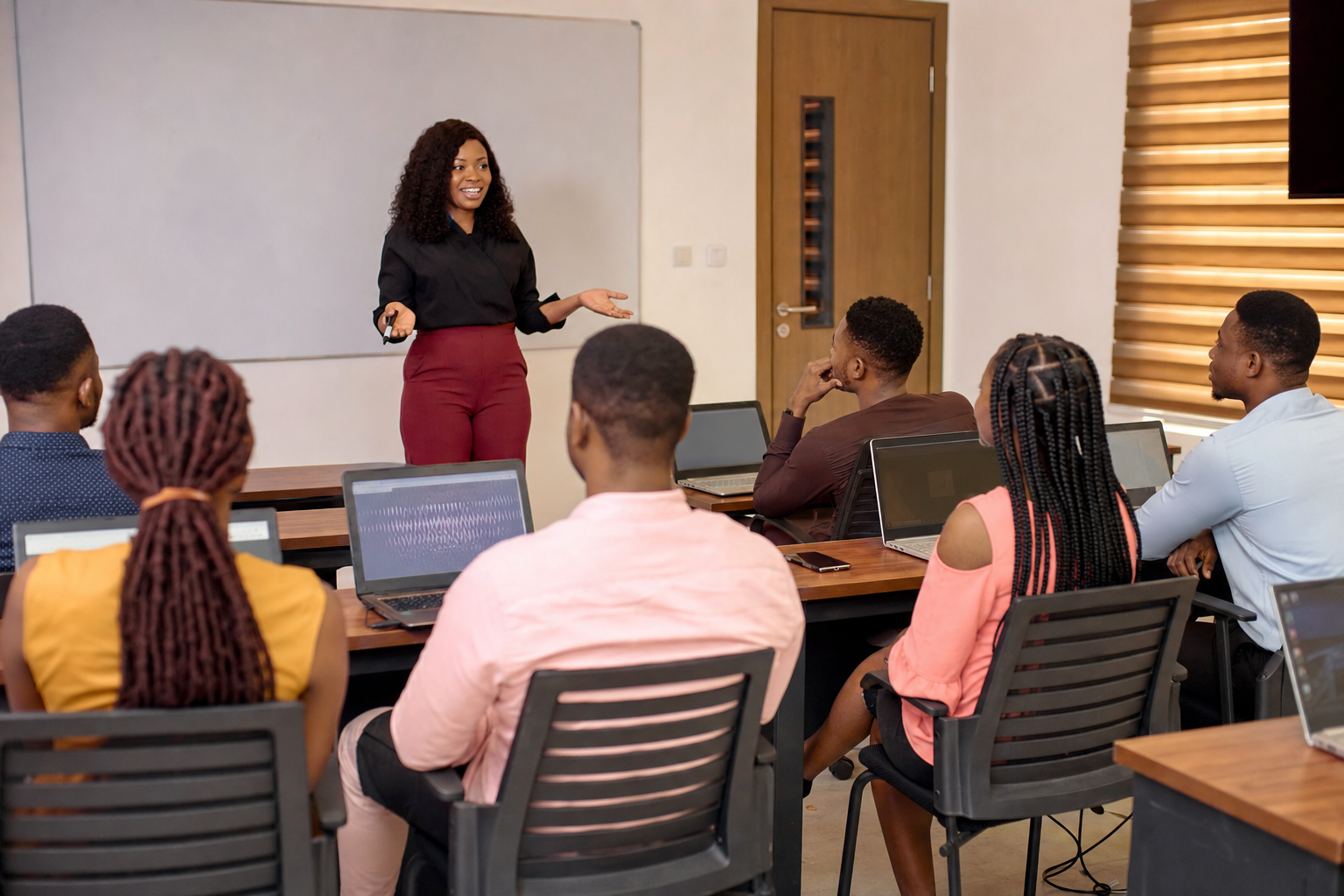 Nigerian female instructor teaching a cloud computing class